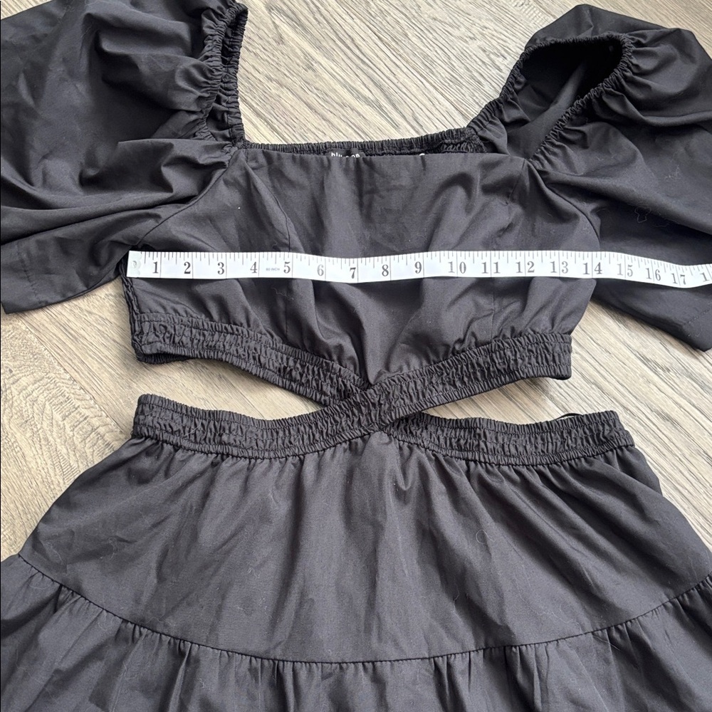 Blu Pepper | Elegant Black Puff Sleeve Cut Out Mini Dress Size Large - Picture 6 of 14
